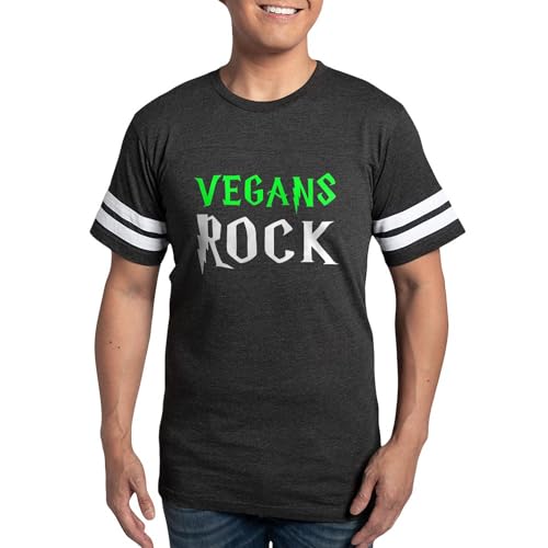 CafePress Vegans Rock Vegan Veganism Vegetarian Anim T Shirt Men's Football T-Shirt Smoke Gray