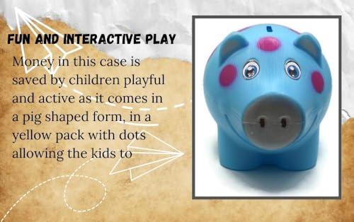 Image of Piggy Bank for Kids with Lock & 2 Keys - Pig-Shaped Polka Dot Coin Bank for Boys & Girls | BIS Certified Plastic Gullak | Money Saving Bank Gift Toddlers 3+ Years | Made in India (Blue)
