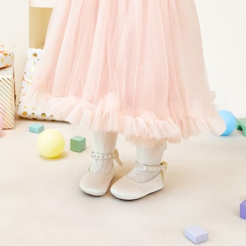 Baby Girls Mary Jane Flats - Infant Newborn Walking Shoes Soft Rubber Sole Princess Wedding2