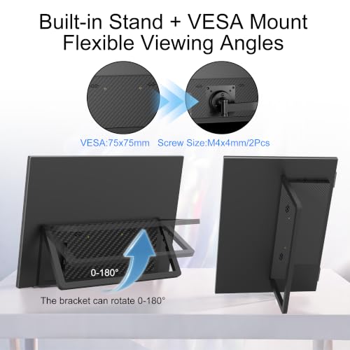 Image of Portable Monitor Touchscreen 15.6 inch, 1920x1080 60Hz FHD IPS HDR 10-Point Touch Screen Monitor with Built-in Stand & Speaker, HDMI USB C VESA External Travel Monitors for Laptop, PC, Mac, Phone