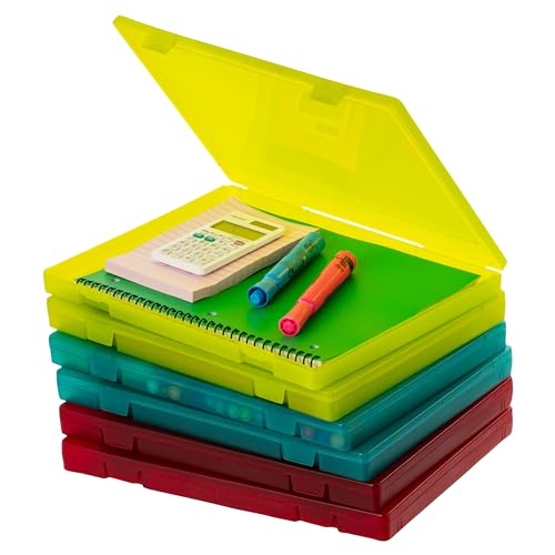 Image of IRIS USA 6-Pack A4 File Box Paper Cases |Made in USA| Fits 8.5 inch x 11 inch Letter Paper, Portable & Stackable - Multi-Color
