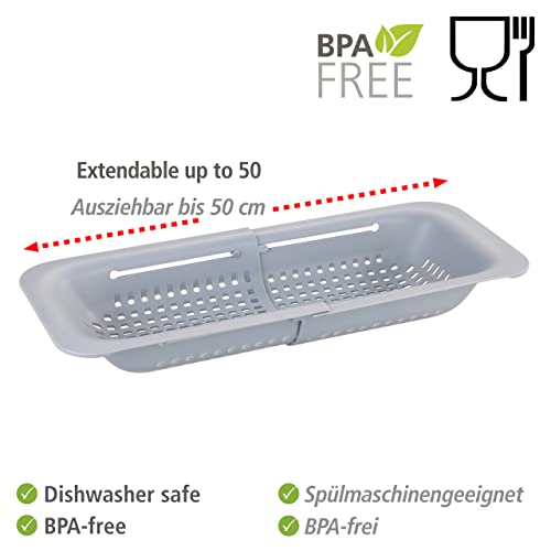 WENKO Sivo Sink Strainer Light Grey Ideal for Washing Fruit and Vegetables lightgrey, 36,5-50 x 7 x 20 cm - Image 3