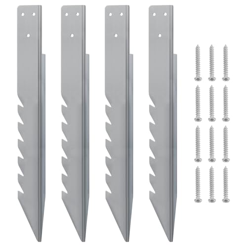 4pcs Fence Post Anchor Ground Spike Wooden Post Anchor Ground Spike Swing Fixings Galvanized Windproof Rainproof Swing Ground Anchor for Kids Swing Wooden Playhouse (420mm)