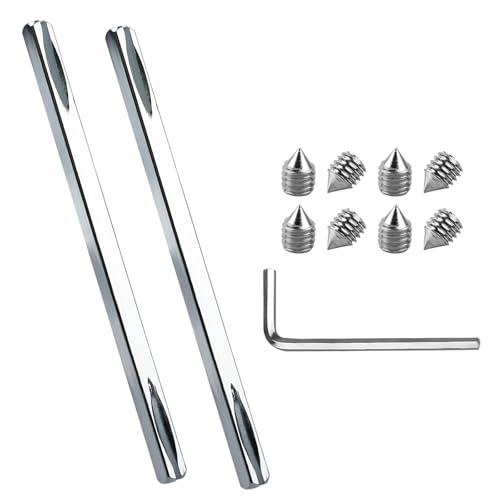 Hohitenz Juego de 2 cuadradillos 8×150 mm de acero – Husillo para manilla & pomo – Eje cuadrado para manilla/roseta y cerradura de puerta interior – Incluye tornillos M6