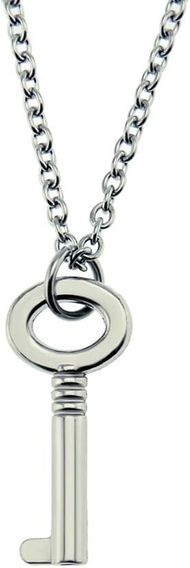 Chain Punk Padlock Necklace Stainless Steel Chain Necklace Lock Key Chain for Men Women Couple Silver, Lock with Key - Image 3
