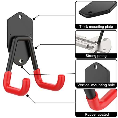 Torack 12Pcs Garage Storage System Hooks, Wall Mount Heavy Duty Rubber Coated Utility Hooks For Ladders, Cords, Folding Chairs, Weed Eaters, Shovels, Rakes And Garden Tools #TOP3