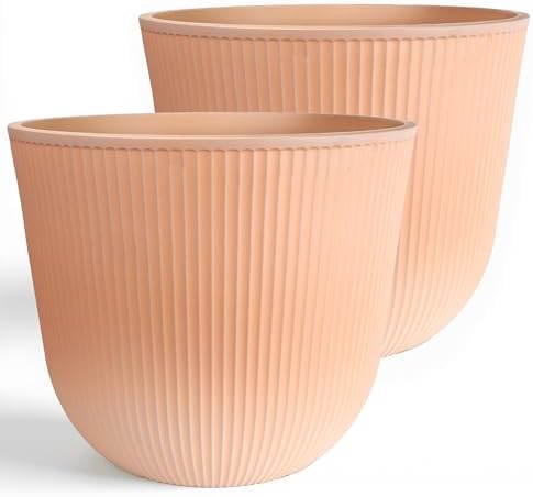 Worth Garden Round Large Planter Pot Set of 2, 17.5" Dia x 15.5" ...