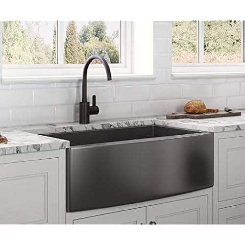 Ruvati Gunmetal Black Matte Stainless Steel 36-inch Apron-Front Farmhouse Kitchen Sink - Single Bowl - RVH9880BL Cover