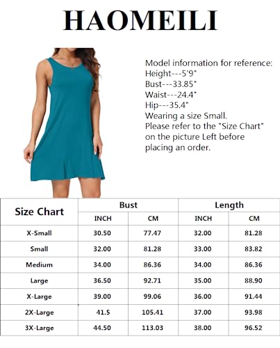 HAOMEILI Women's Summer Casual Swing T-Shirt Dresses Beach Cover up with Pockets - Blue - X-Large