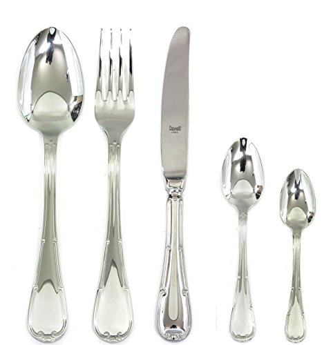 Mepra Raffaello 30 Pcs H/H Moka Cutlery Set â€“ Silver Tableware, Dishwasher Safe Cutlery