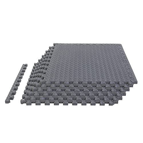Mat Block Interlocking Foam Tiles Puzzle Mats For Floor 24 Sq Ft, 1/2 Inch, 6 Tiles, Eva Gym Mat Flooring Exercise Equipment Mat For Home Gym Equipment, Grey #TOP18