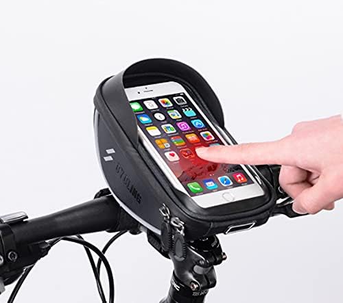Miniatura 4 de Bolsa de manillar de bicicleta, resistente al agua, soporte para teléfono de bicicleta, bolsa de tubo superior para bicicleta, accesorios para