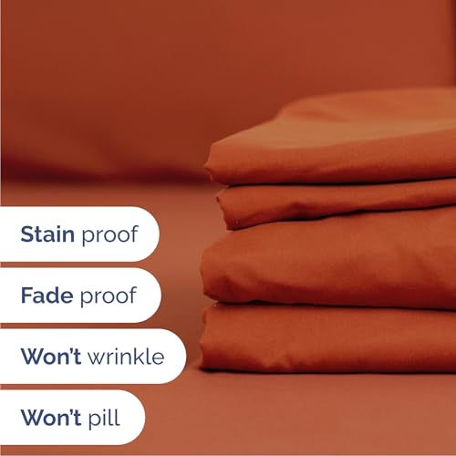 Image of Cal King 6 Piece Bed Sheet Set - Breathable & Cooling Sheets - Terracotta | Ultra-Soft Hotel Luxury Bedding Set with 8-16 Inch Deep Pockets, 1 Flat & 1 Fitted Sheet & 4 Pillowcases, Wrinkle & Fade Free