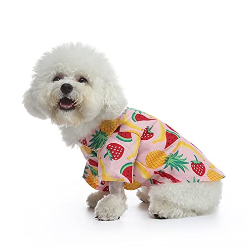 Hawaiian Dog Shirts Pet Summer T Shirts, Fruit Style Summer Dog Shirt, Lemon Cherry Watermelon Pattern Dog Shirt, Summer Beach Resort Style Dog Cat T-Shirts Light Pink M #TOP2
