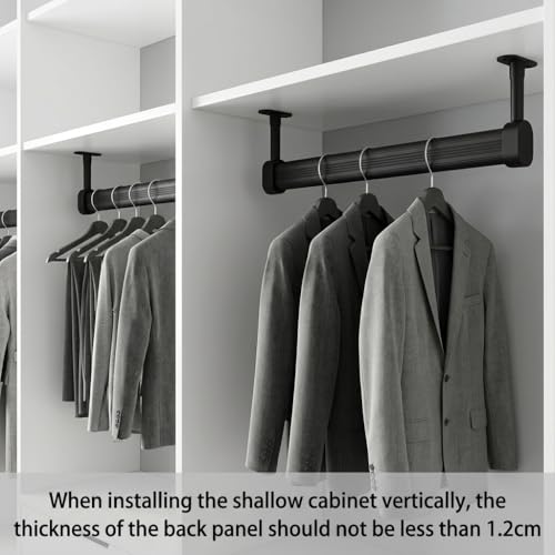 Image of HASTHIP Wardrobe Hanger Rod - 30cm Adjustable Heavy Duty Aluminum Closet Rod Wardrobe Rods for Hanging Clothes Adjustable Spacing Design, with Pre-punched Mounting Plates & Screws