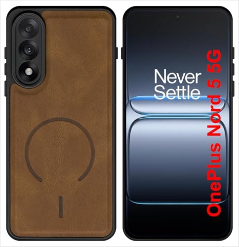 SBMS Back Cover for OnePlus Nord 5 5G | Ultra Slim Soft Rubberised Hard Case | Oil Feel Soft Leather Back | Mag-Safe Design (Mag-Safe Not Support) | Camera Protection Case for Nord5 5G (Brown)
