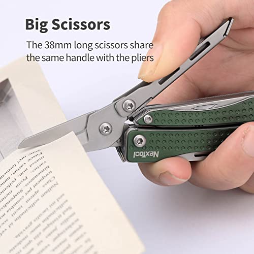 Image of Nextool EDC Keychain Multitool, 10 in 1 Mini Pocket Knife Multi Tool with Needlenose Pliers, Scissors, Mini Useful Cool Gadgets for Men, Father's Day Gifts from Daughter-Green