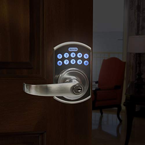 Signstek Keypad Entry Lever Door Lock with LED Backlit Keypad Password/Key Accessibles, Satin