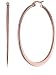 18K Rose Gold Plated Flat Accent Top Click Closure Hoop Earrings (40mm Diameter)