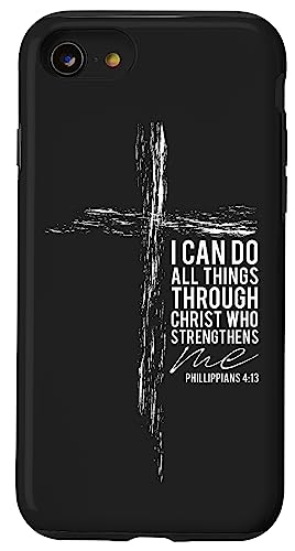 Christian Cross Religious Bible Verse Philippians 4:13 Faith Case for iPhone SE (2020) / 7/8