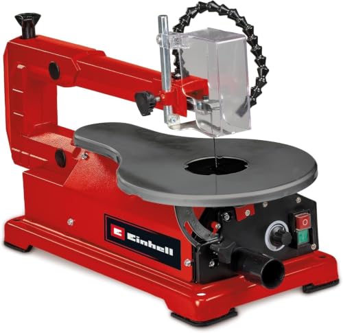 Einhell Scroll Saw 120W Electric Fret Saw with 47 Tiltable Metal Work Table for Bevel Cuts Tool-Free Blade Changes Hobby Saw with Dust Extraction for Woodworking Crafting and DIY TC-SS 406E