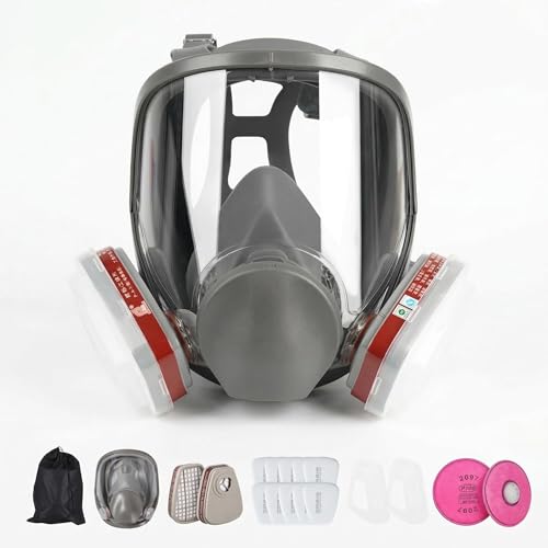 LAUCO Full Face Respirtor Reusable Organic Vapor Respirtor Compatible with Particulate Filter Protection for Painting Machine Polishing Welding