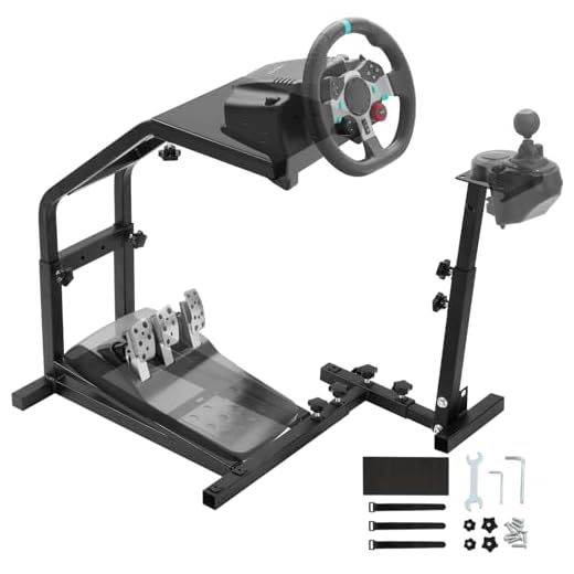 Suporte de roda de corrida com altura ajustável simulador de condução compatível com Logitech G25, G27, G29, G920 cabine de jogos, roda de corrida e pedais não incluídos