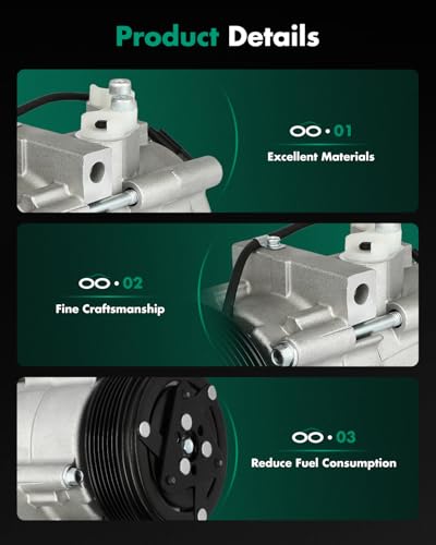 Image of SCITOO AC Compressor for Ford for E-150 4.6L /5.4L 2005-2014 | Fast Cooling, Ultra Low Noise (≤72 dB) Air Conditioner Compressor for Summer, with Clutch, 639124 700742 8R3Z19703B 2011046