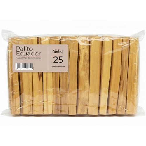 NIRDOSH - Palo Santo Räucherholz PALITO aus Ecuador - 25 Holzstäbe 10cm - Palosanto Holz Original und Biologische Palo Santo Räucherstäbchen Yoga und Meditation Bursera Graveolens