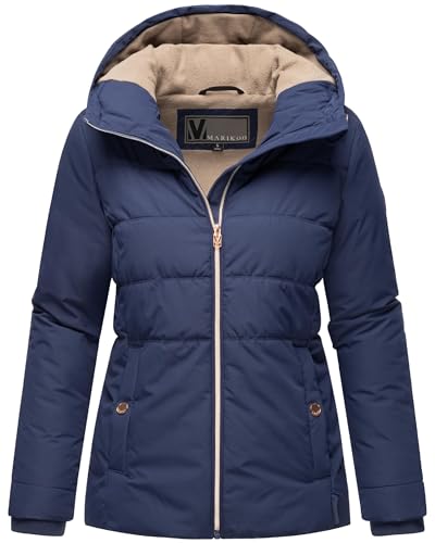 MARIKOO Damen Winterjacke warme Steppjacke mit Kapuze Alemee 16 Bright Navy...
