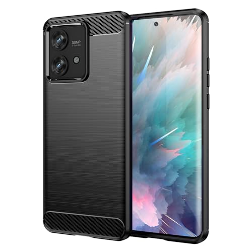 SCL Hülle für Moto Edge 40 Neo Handyhülle Motorola Edge 40 Neo Hülle, [Schwarz] Exquisite Serie-Carbon Design Schutzhülle mit Anti-Kratzer & Anti-Stoß Absorbtion Technologie, Geeignet für Stylus