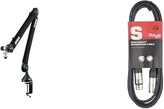 RØDE PSA1+ Professional Studio Arm with Spring Damping and Cable Management & Stagg SMC3 3m XLR to XLR Plug Microphone Cable, Black