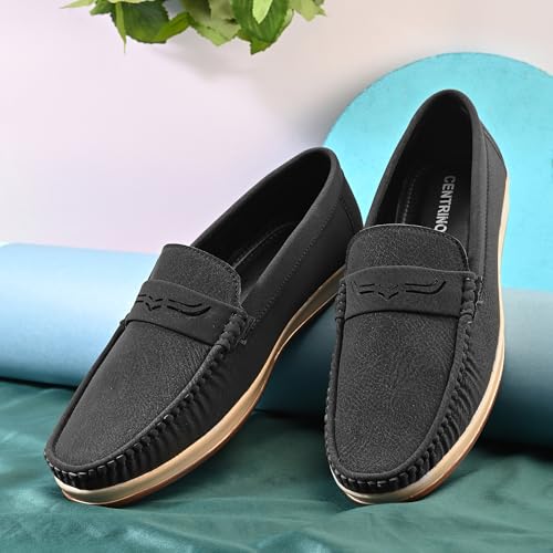 Image of Centrino Suede Loafers for Men | Shoes for Man Stylish | Casual Lightweight Slip-On | Cushioned Insole | Comfortable Moccasin Hand-Stitched Design | Mens Loafer Shoes Slip On for Man (9568)