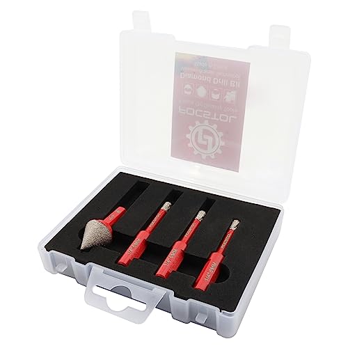 FOCSTOL Juego de Brocas Diamante - 4 piezas 6/6/6mm Fresa Diamante con Triangular Mango+20mm Brocas Chaflán Biselado con Hexagonal Mango para Porcelanico Cerámica Mármol Granito