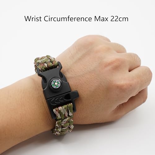 8-Pack 3in1 Notfall Überleben Armband mit Pfeife und Kompass, Überleben Kit, Wild Camping Ausrüstung Kit, Wildness Notfall Überleben Kit für Camping, Outdoor Reisen, Wandern, Notfall Überleben oder zu