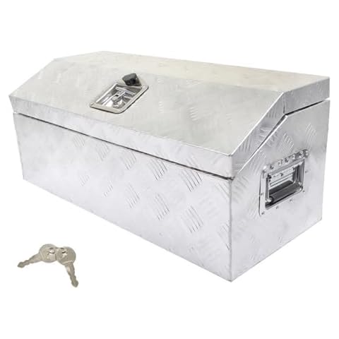 RainMan S 30 Aluminum Trailer Tool Box Chest box Pickup Truck Bed Storage Toolboxes Organizer Side Handle, Lock w/ 2 Keys, Silver Cover