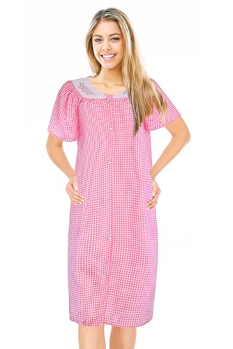 Robe de maison pour femmes avec poches rose taille 85 chemise de nuit légère