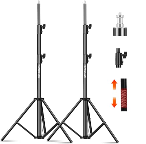 YIDAMOPACN 2pack Heavy Duty Light Stand 9.2ft/280cm 10KG Max Load Spring Cushioned Aluminum Photography Light Stand with 1/4" Screw for Photography Softboxes Umbrella Studio Shooting (2Pack)
