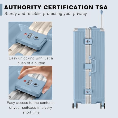 Image of AnyZip Luggage Sets 2 Piece Aluminum Frame Carry On and Checked Suitcase PC ABS Hard Shell TSA Lock No Zipper(Haze Blue, 20 /28)