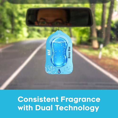 Image of Car Air Freshener Hanging - Snif Gel Car Perfume, Essential Oil Based Long Lasting Car Fragrance (30-45 Days), Odor Eliminator Auto Air Freshener for Car - Breezy Blue
