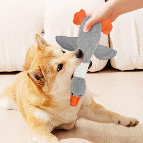 LYEAA Gänse-Hundespielzeug, quietschendes Hundespielzeug, niedliches Hundewelpen-Kauspielzeug, Wildgans-Geräusche, Spielzeug for Aggressive Kauer, kleine, mittelgroße und große Rassen