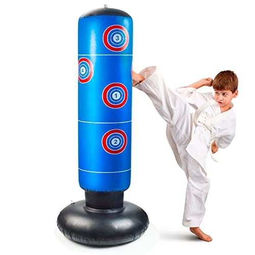 stochastic box Saco de boxeo para niños, de pie, hinchable, de 160 cm, para practicar karate, taekwondo, saco de boxeo para niños y niñas