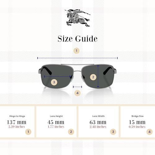 BURBERRY BE3074 Rectangle Sunglasses For Men +BUNDLE with ACCESSORY EYEWEAR KIT3