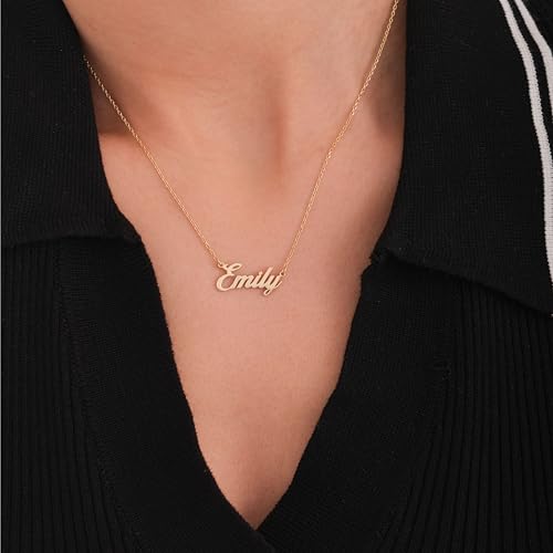 14K Solid Gold Custom Name Necklace For Women, Name Necklace Personalized, Nameplate Customized Pendant, Personalized Jewelry, 14K Solid Gold and Gold Plated Options Gift for Her2