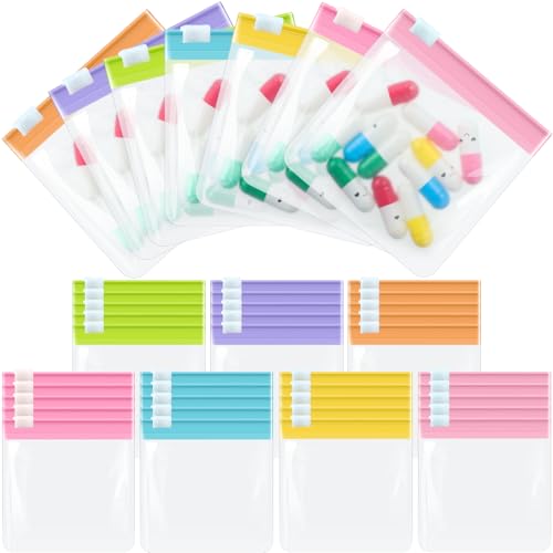 Image of Sherr 35 Pcs Pill Pouch Bags with Zipper Pill Pouch Set Travel Reusable Translucent Medicine Organizer Self Sealing Plastic Bag with Slide Lock for Storage(Sweet Macarons,3 x 3 Inch,Blank Style)
