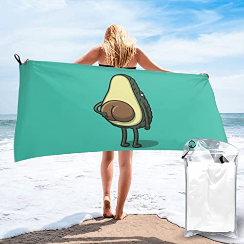 FUCVNPZ Fitnessstudio-Handtuch, niedliches Avocado-Anime-Badetuch, Strandtuch, Mehrzweck-Verwendung für Sport, Reisen, super saugfähig, Mikrofaser, weich, schnell trocknend, leicht Cover