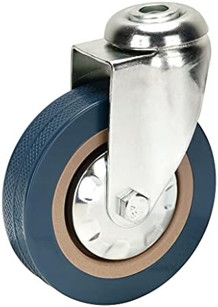100mm Non Marking Grey Rubber Castors (Braked) - Bolt Hole Fitting Heavy Duty Casters Wheels by Bulldog Castors - Max 300Kg Per Set