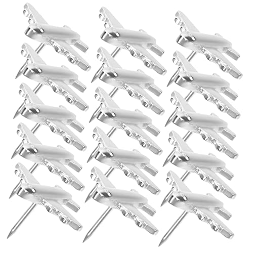 Tofficu 12stücke Mini Metall Flugzeug Pinnnadeln Push Pins Für Kork Pinnwände Dekorative Reißzwecken Für Notizen Tafeln Praktische Sichere Büro Schulzubehör Silberfarben