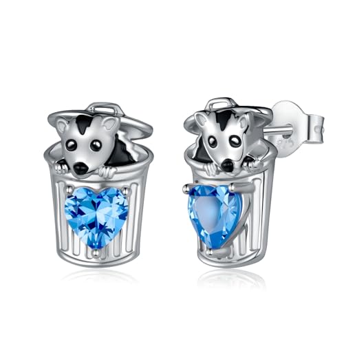 Possum Gifts S925 Sterling Sliver Opossum Stud Earrings Cute Animal Jewelry for Women