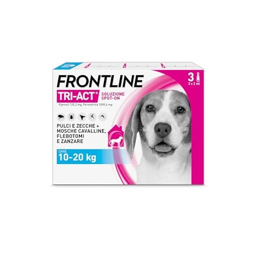 Frontline | TriAct Spot On Cani | Protezione da pulci, zecche, mosche cavalline pappataci | 3 Pipette | Cane M (10 -20 Kg)
